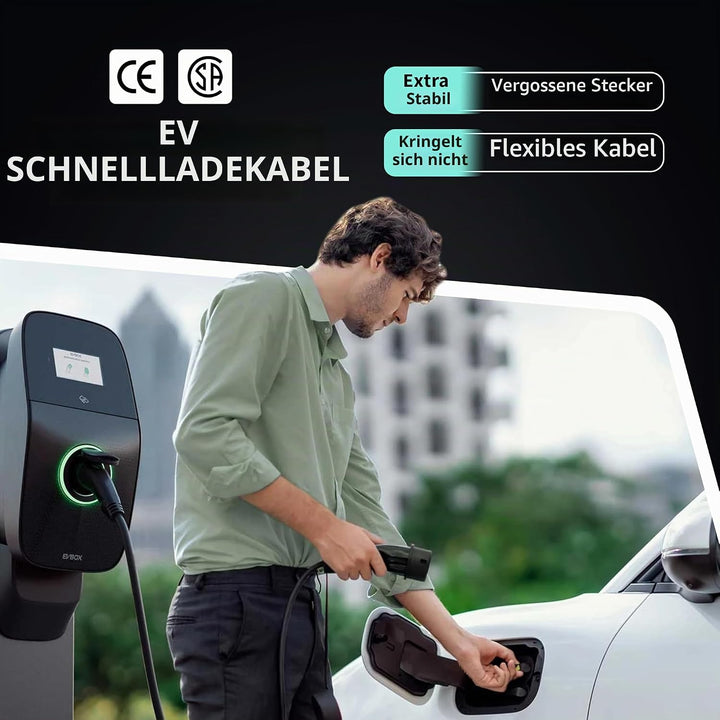 Loady typ 2 ladekabel 10m | 11 kW | 3 Phasen 16A | Extra langes 10 Meter Kabel für Auto EV/PHEV - La