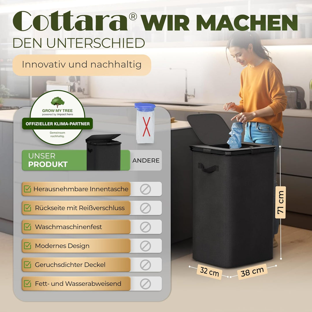 COTTARA® gelber Sack Ständer Mülleimer mit Deckel magnetisch Müllsackständer für Gelber Säcke mit Me