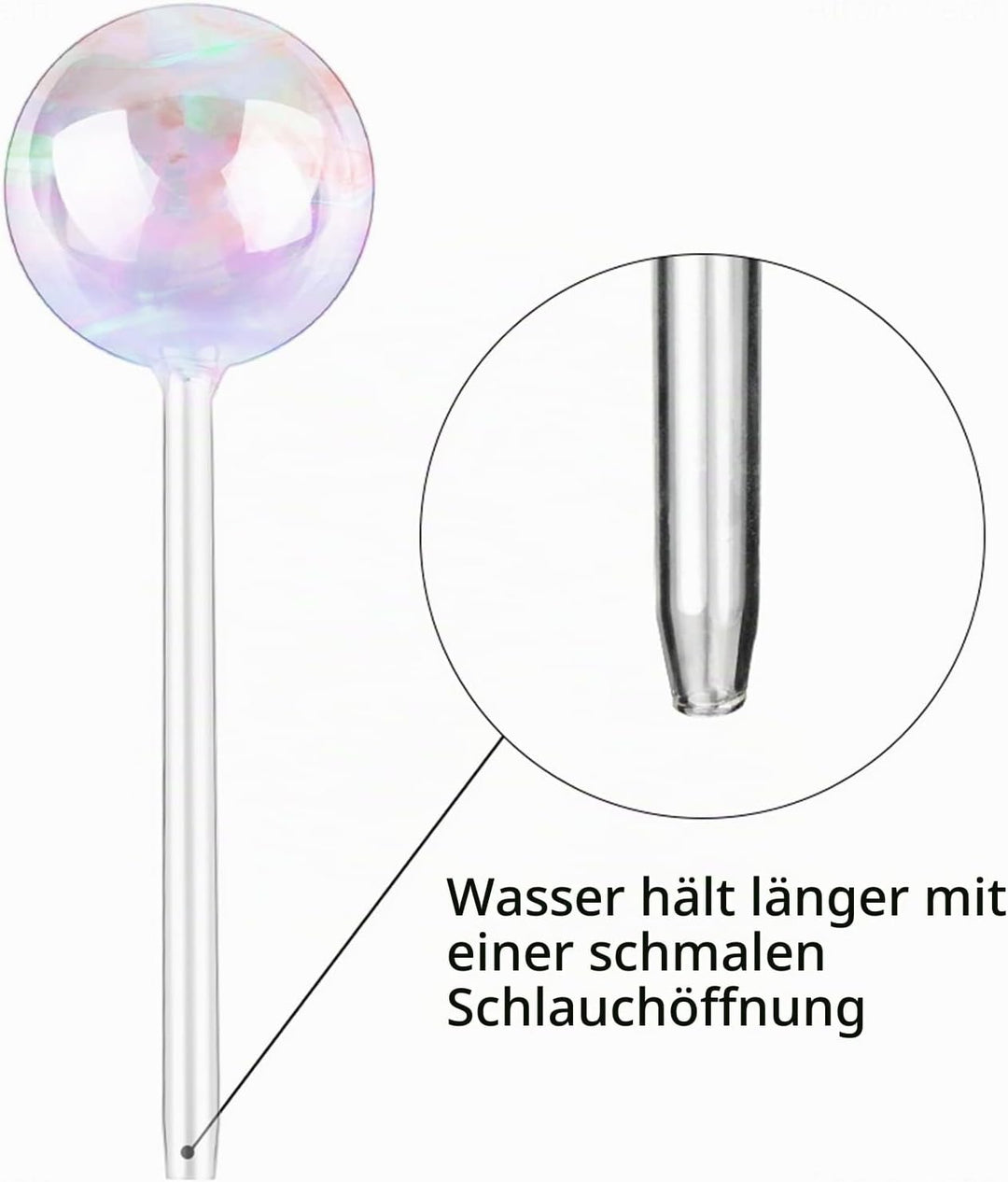 [4 Stück] Licht schillernder Regenbogen-Farbverlauf Farbe Klarglas Selbstbewässerung System Spikes,