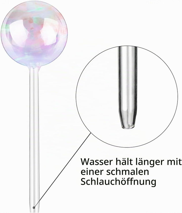 [4 Stück] Licht schillernder Regenbogen-Farbverlauf Farbe Klarglas Selbstbewässerung System Spikes,