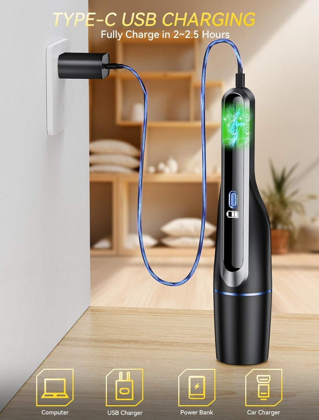 Handstaubsauger Auto, 15000Pa Autostaubsauger 2-in-1 Staubsauger Auto stark für Haus, Büro, Auto, Ti