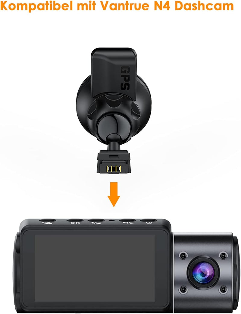 VANTRUE Aktualisiert N4/X4S/N1P/T3 Auto Dashcam Kamera Saugnapf Haltung mit Typ C USB-Port und GPS M