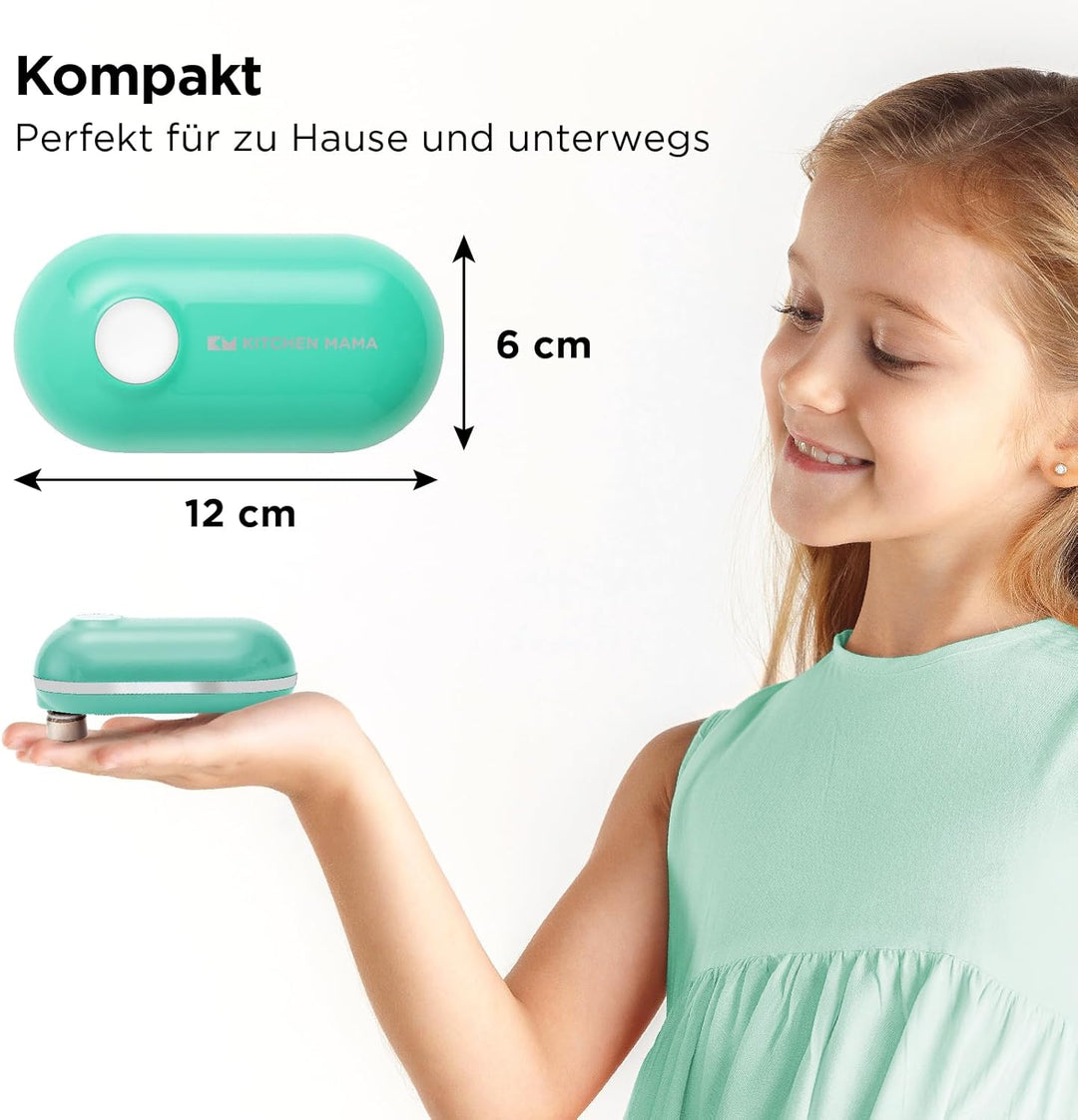 Kitchen Mama Mini Plus Wiederaufladbarer elektrischer Dosenöffner: Kompakt, Aufladen über Typ-C Lade