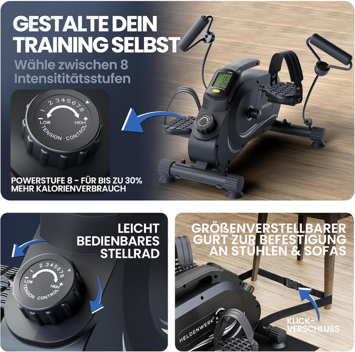 HELDENWERK Pedaltrainer PRO Set - TÜV/GS geprüft | Vergleichssieger | extra leise & gelenkschonend i