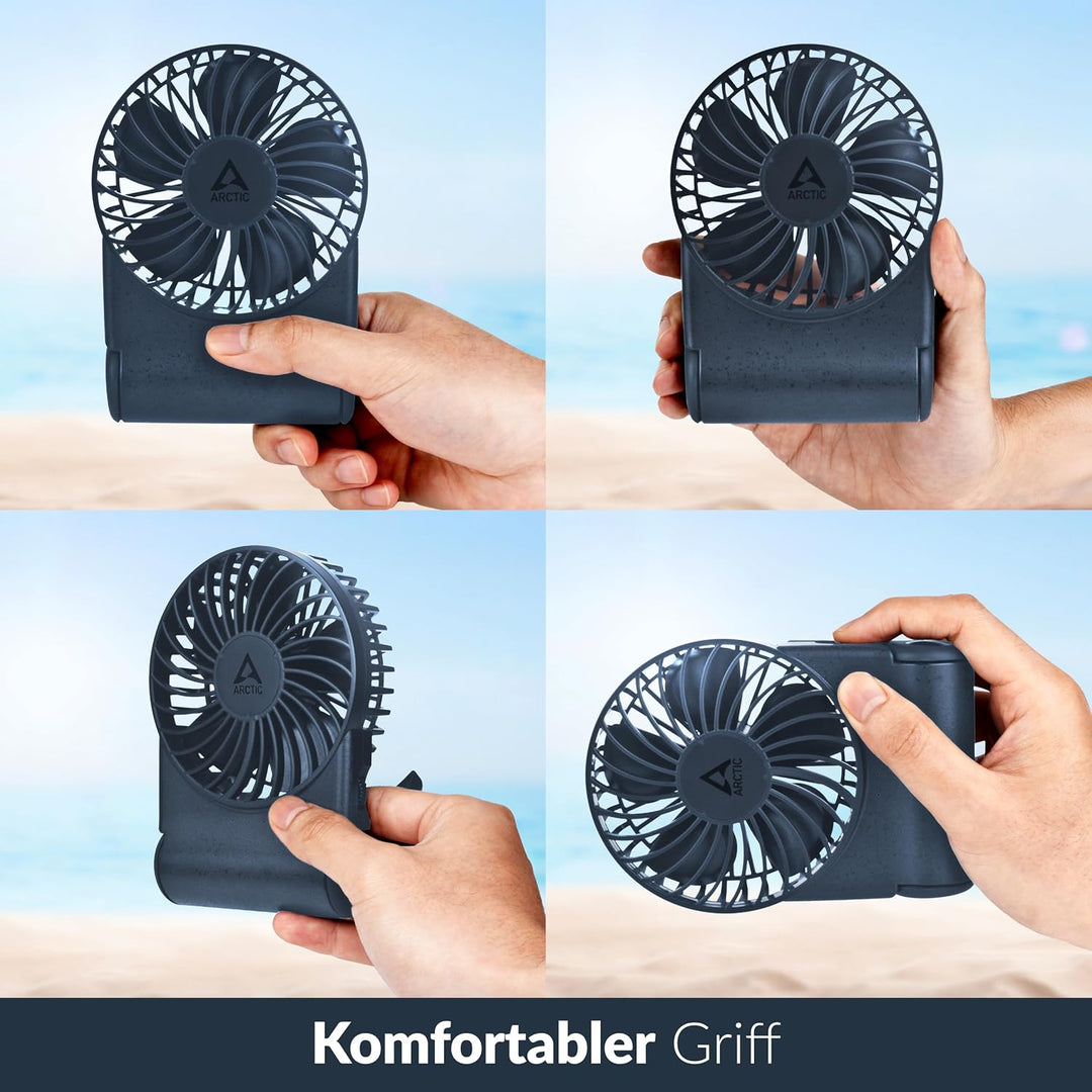 ARCTIC Summair 2Go (blau) - Wiederaufladbarer Handventilator mit Standfuss | Stufenlos regelbar, 4-7
