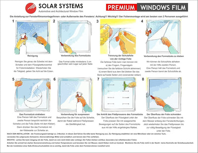 Solar Systems Fensterfolie Sonnenschutzfolie für Wärmeisolierung mit Montagekit - Anti-UV Solarfolie