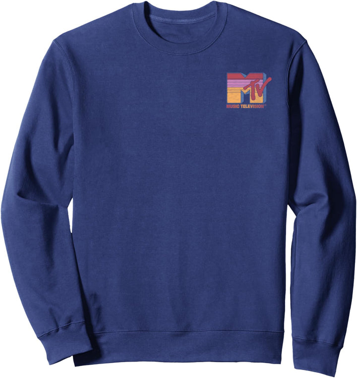 MTV Orange Pink & Red Retro Stripes Logo Sweatshirt
