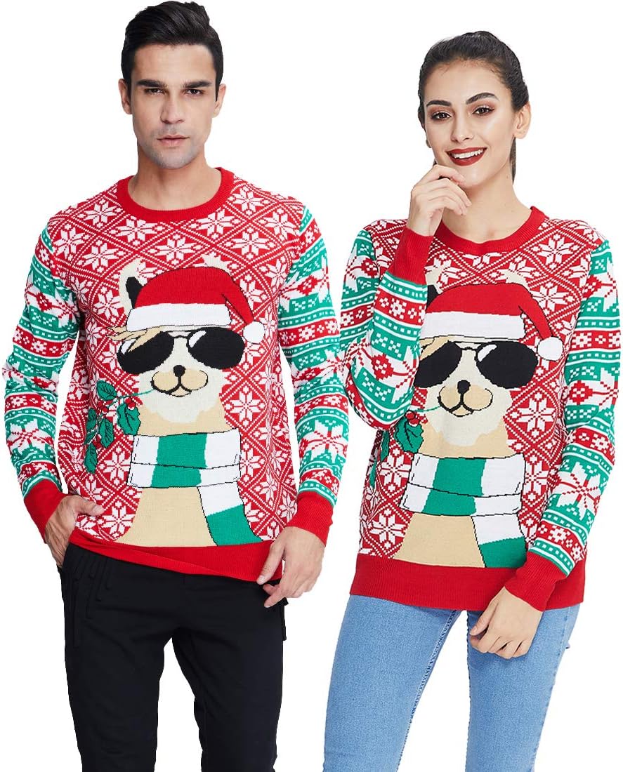 Goodstoworld Unisex Ugly Christmas Sweater Herren Weihnachtspullover Neuheit Dinosaurier Faultier Ka
