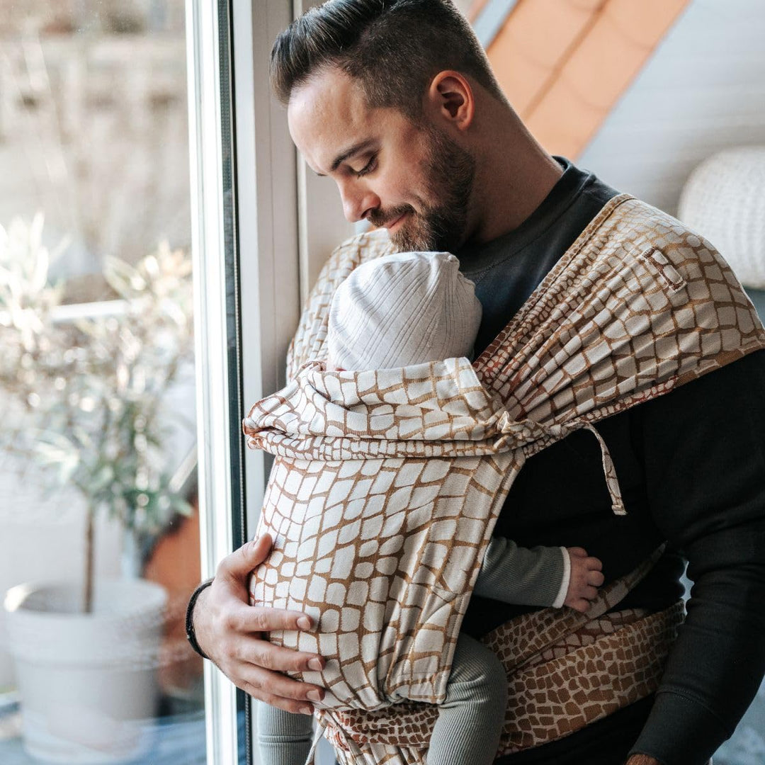 Hoppediz Hop-Tye Advanced - 4-in-1 Babytrage für Neugeborene ab Geburt - Halfbuckle Tragehilfe mit T