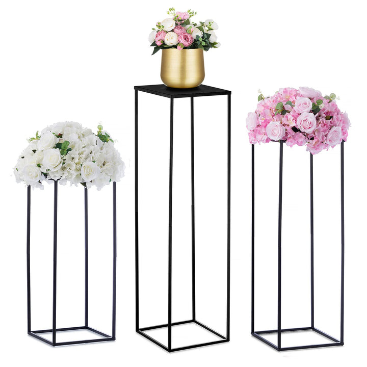 Nuptio Schwarze Vase Hochzeit Mittelstücke 3 Stück Hohe Pflanze Stehen Blumenvasen Metall Display Ti