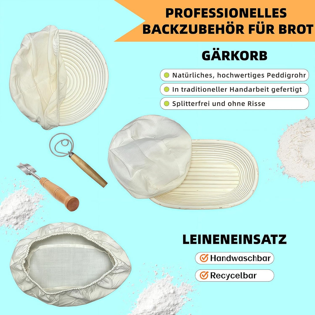 31 Stück Sauerteig Starter Set - Brotbackzubehör, Brot Backen Zubehör, mit 2 Gärkorb (25cm Ovale & 2