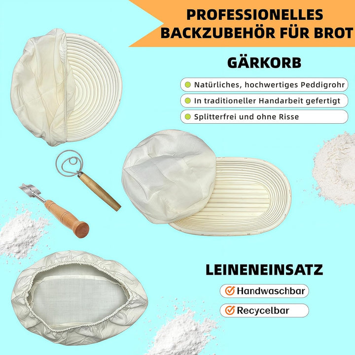 31 Stück Sauerteig Starter Set - Brotbackzubehör, Brot Backen Zubehör, mit 2 Gärkorb (25cm Ovale & 2