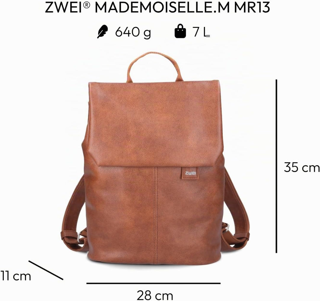 Zwei Damen City-Rucksack Mademoiselle.M MR13 Tagesrucksack 7 Liter, gepolstertes Laptopfach, Magnet-