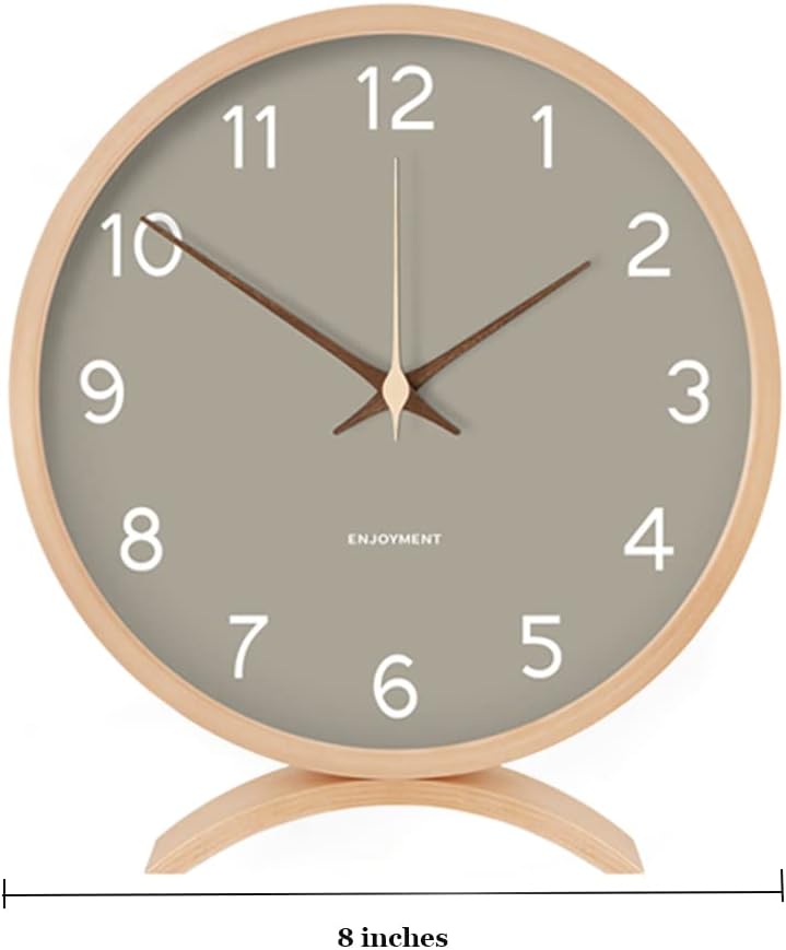 Maxspace Tischuhr Analog, 21cm Holz Tischuhr Batteriebetrieben,Tischuhr ohne Ticken für Schlafzimmer