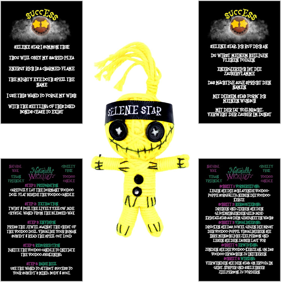 Naturally Wicked Voodoo Erfolgs Kerze | Inklusive Voodoo-Puppe und Kristallstab | Vegane Kristallzau