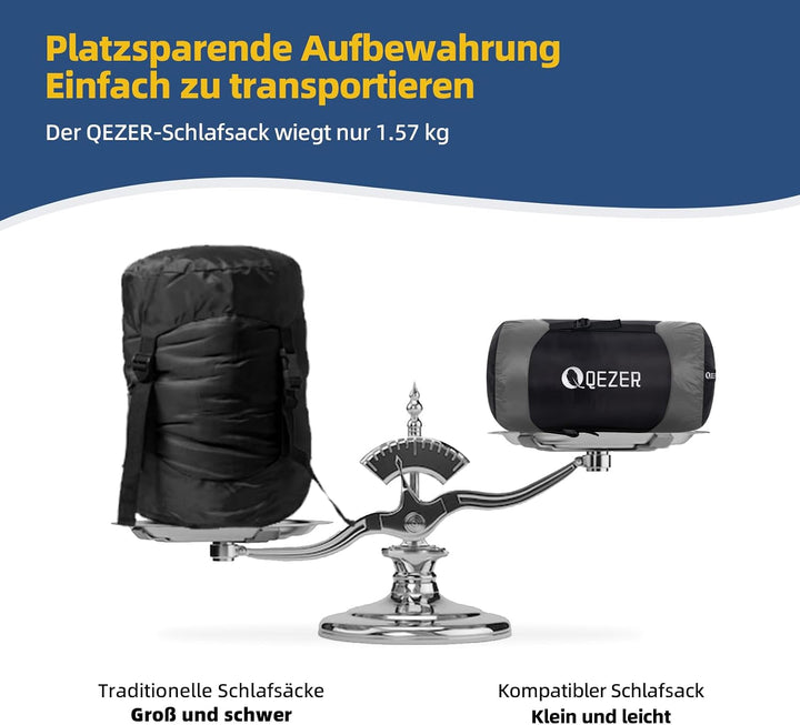 daunenschlafsack verfügt über EIN Graphenfutter und eine 620FP Füllkraft von Entendaunen, 4-Jahresze