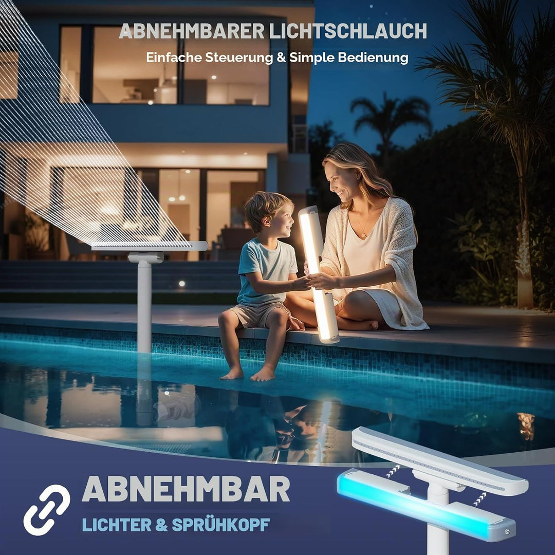 KingSom Pool Wasserfall mit LED llich,Wiederaufladbare Springbrunnen Pool Brunnen Wasserfall, mit Fe