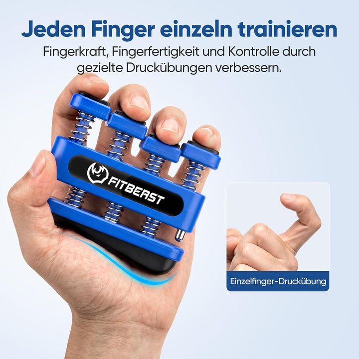 FitBeast Handtrainer &amp; Fingertrainer Set mit Finger-Expander-Bändern | Druck- und Strecktraining der
