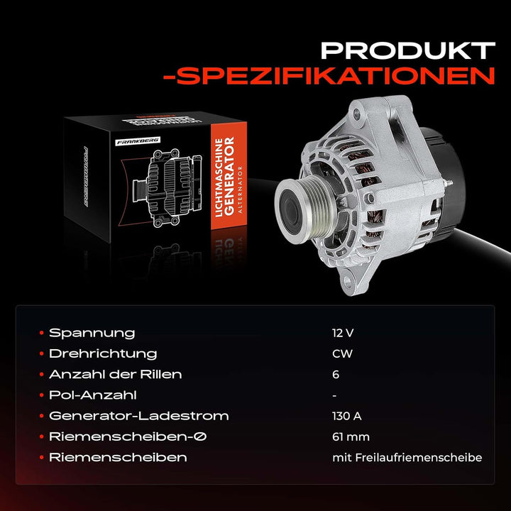 Frankberg Lichtmaschine Generator Kompatibel mit Astra H L48 L35 L70 1.9L 2004-2010 159 939 1.9L Zaf