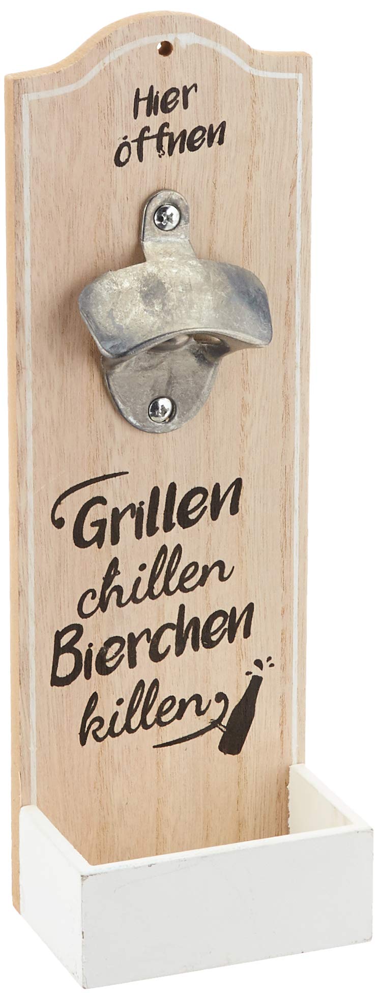 1 x Wand-Flaschenöffner Metallöffner Kronkorkensammler Grillen, Chillen, Bierchen Killen Höhe 30 cm,