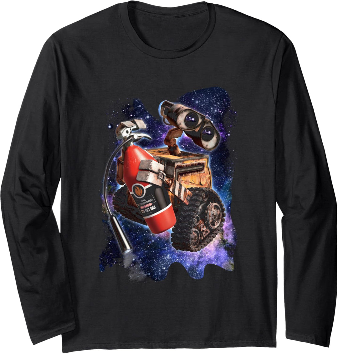 Disney Pixar Wall-E Fire Extinguisher Galaxy Background Langarmshirt