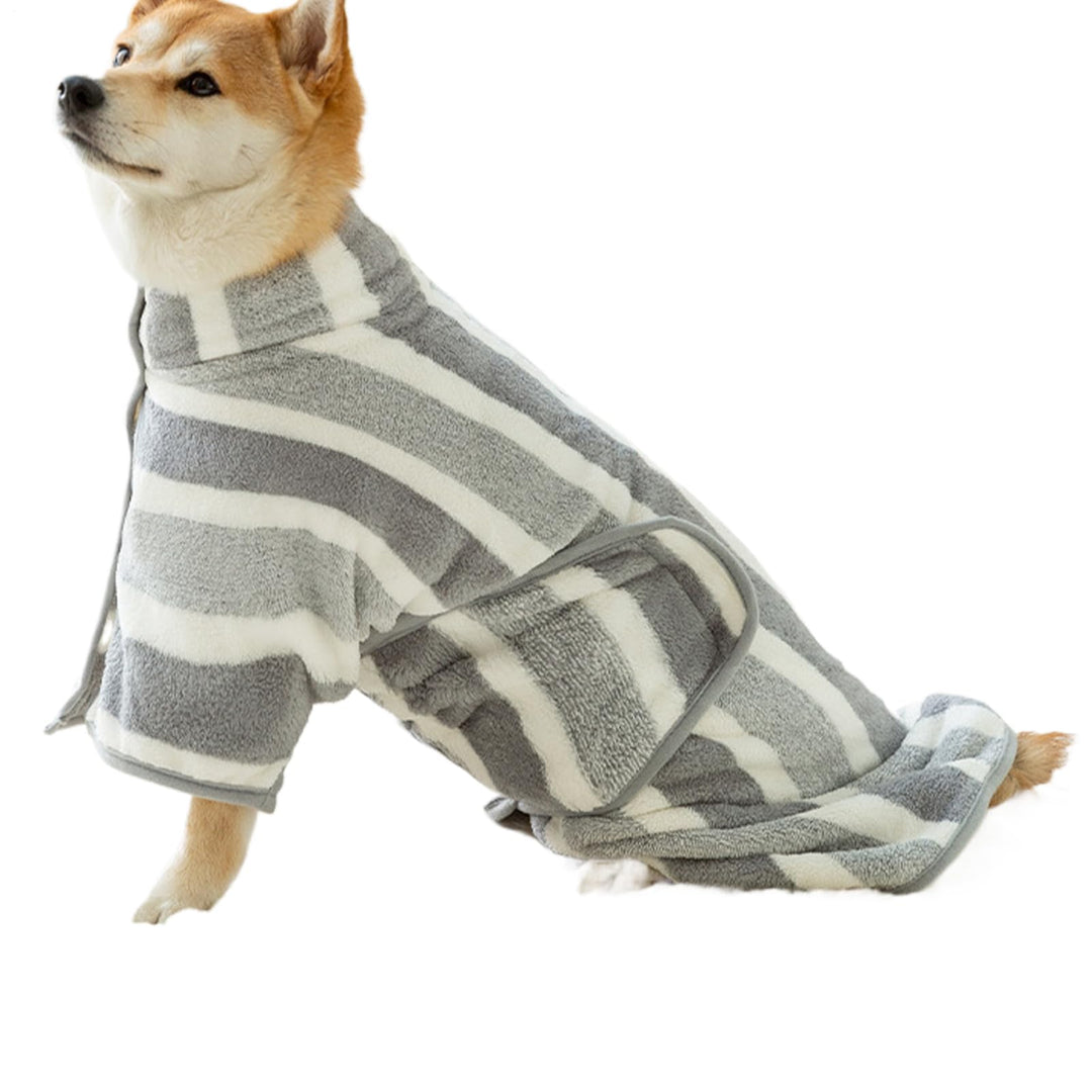 Hundehandtuch – Bademantel für Haustiere und Katzen, Mikrofaser, saugfähig, gestreift, Decke für nac