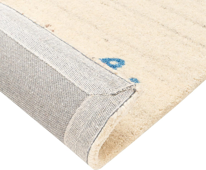 Gabbeh Teppich beige 80x150 cm Hochflor mit Muster weich handgetuftet rustikal Yali