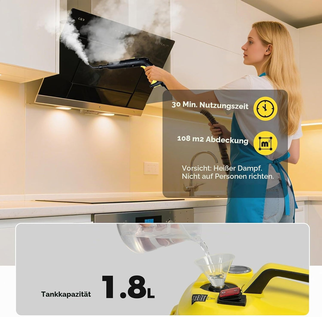 SOARS Dampfreiniger mit 13 Zubehör, Dampfdruck: 5 bar, Max. 160 ℃, Aufheizzeit: 8 min., Leistung: 20