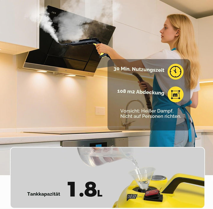 SOARS Dampfreiniger mit 13 Zubehör, Dampfdruck: 5 bar, Max. 160 ℃, Aufheizzeit: 8 min., Leistung: 20
