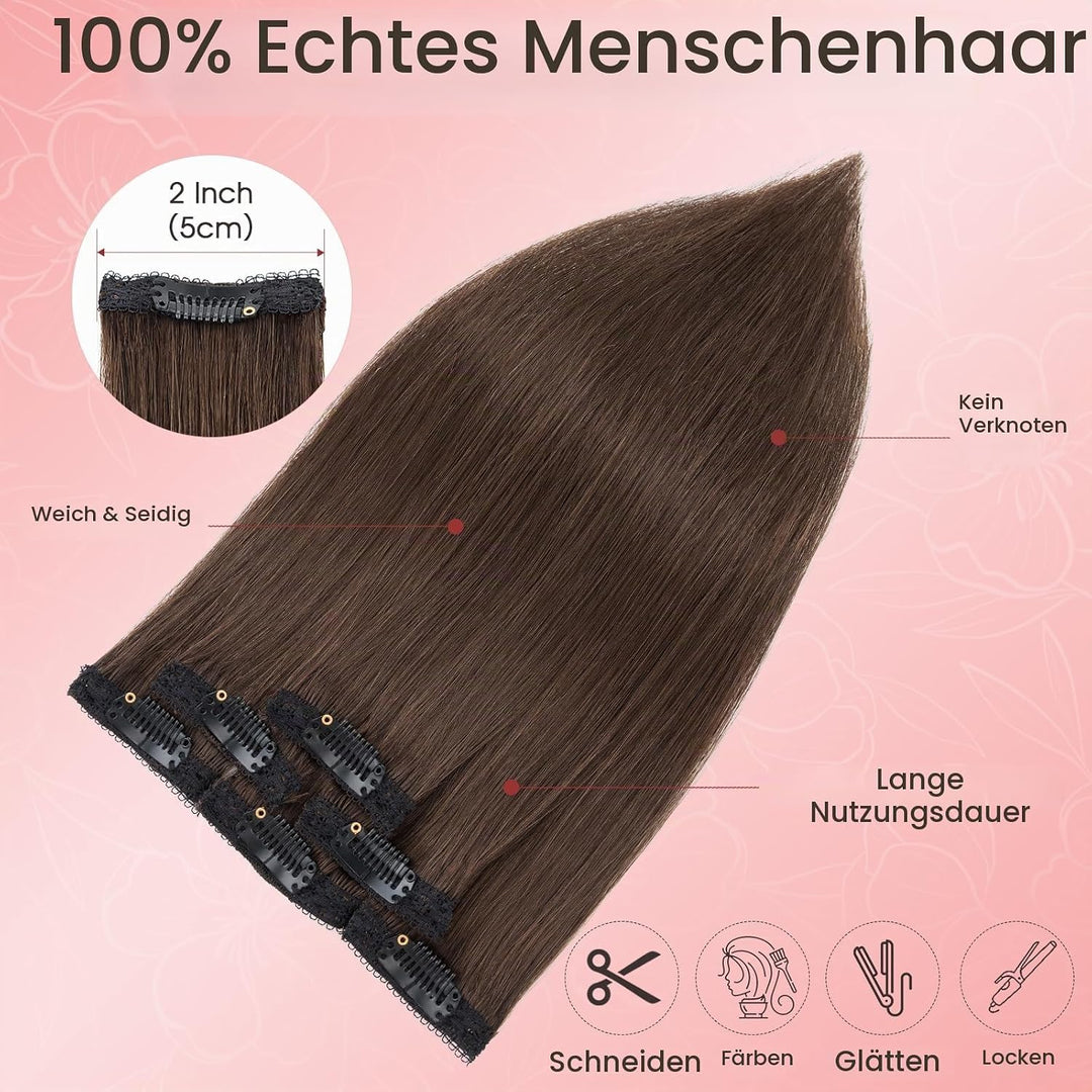 S-noilite Clip in Extensions Echthaar 6 Stück Balayage Haarverlängerung Echthaar Highlights für Frau