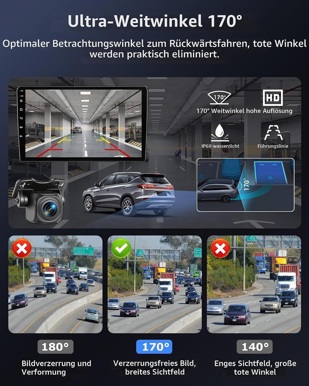 Echtes AHD 1080P Rückfahrkamera Verstellbar OEM-Halterung rückfahrkamera Auto Super Nachtsicht 170°