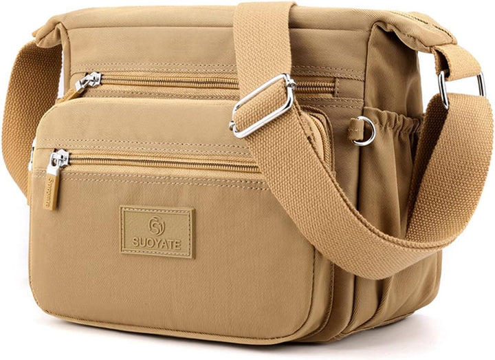 PORRASSO Damen Umhängetasche Casual Schultertasche Multi Tasche Nylon Handtasche für Reisen Wandern