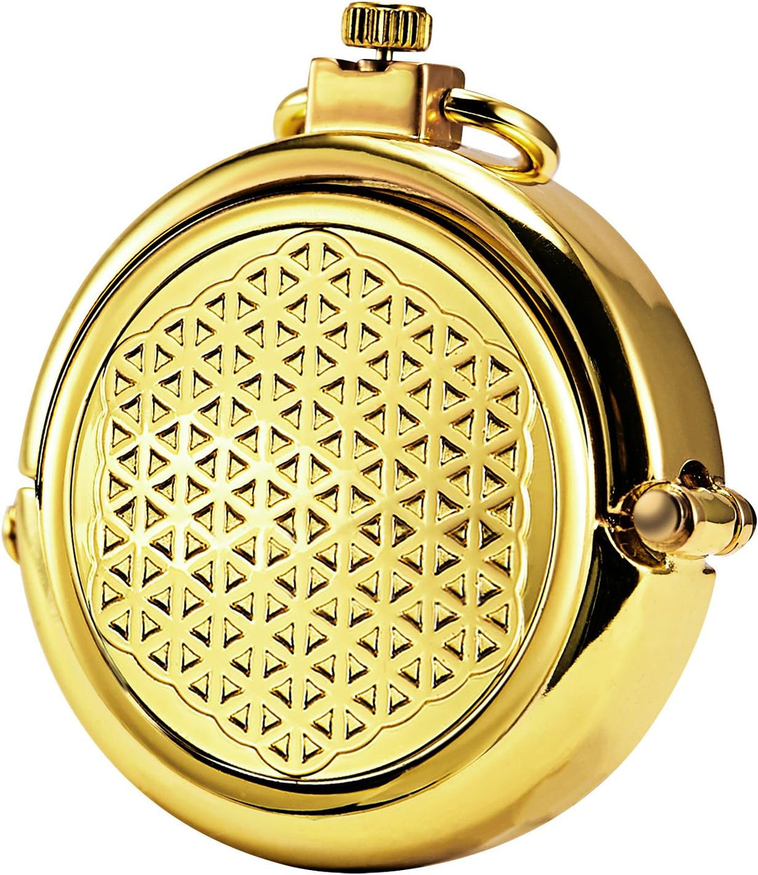 TREEWETO Unisex Taschenuhr mit Kette Analog Handaufzug Pull-Sonderform Hohl Fall Gold