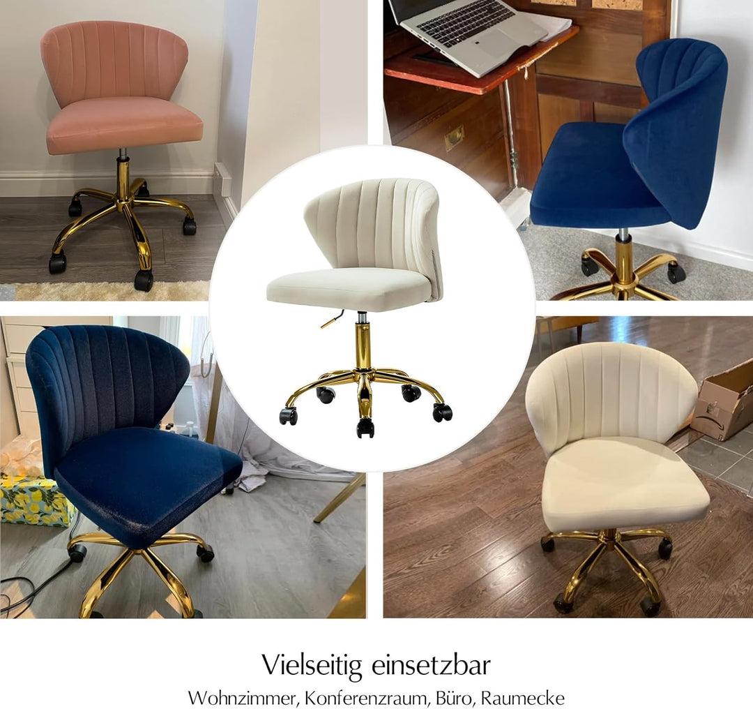 HULALA HOME Bürostuhl, Computerstuhl, Schminkstuhl aus Samt, moderner Schreibtischstuhl mit drehbare