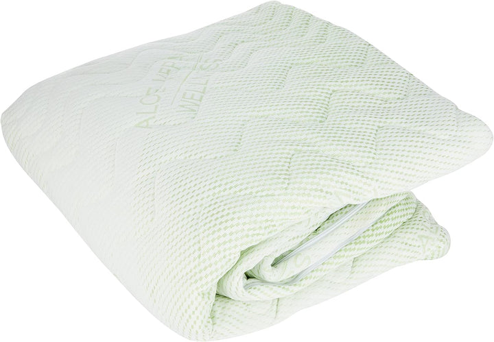 BONEX Aloe Vera Komfort Matratzenbezug, Polyester, weiss und grün, 19-21 cm, 19-21 cm