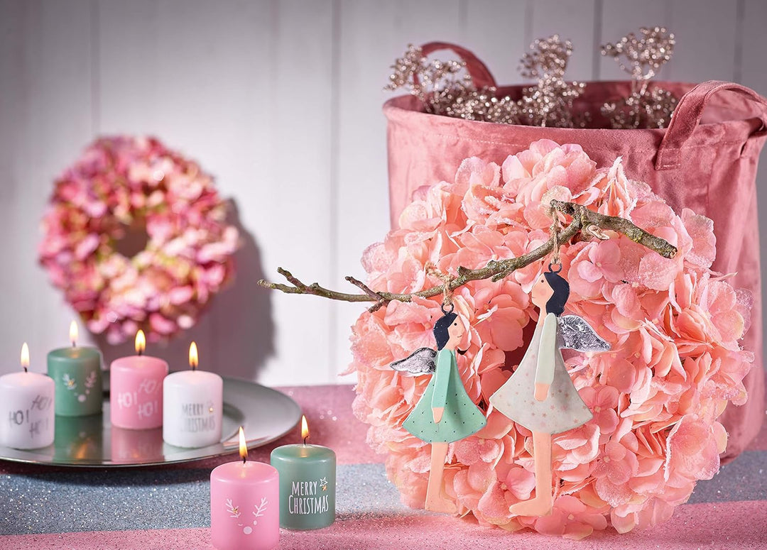 Kleine Weihnachtskerzen im Set – 12 Stück - Kerzenset mit Aufschrift & Motiven - Dekoration Weihnach