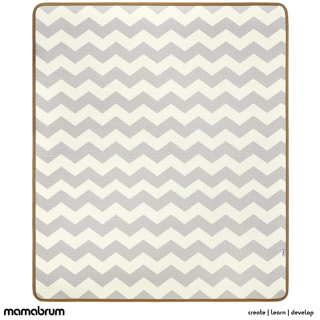 Mamabrum hochwertige Spielmatte mit Zickzack- und Stadtmotiv, 150 x 180 x 2.0 cm, Perfekt für Krabbe