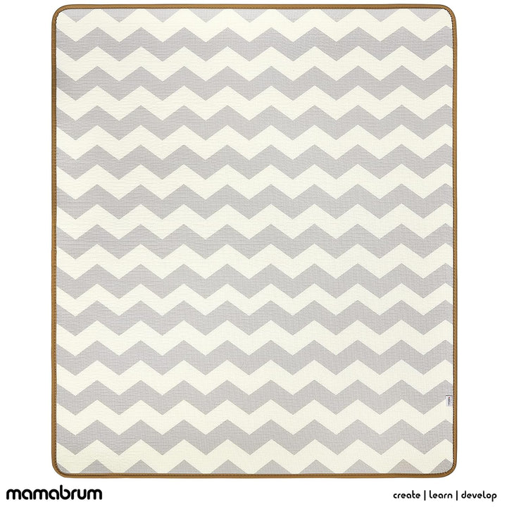 Mamabrum hochwertige Spielmatte mit Zickzack- und Stadtmotiv, 150 x 180 x 2.0 cm, Perfekt für Krabbe