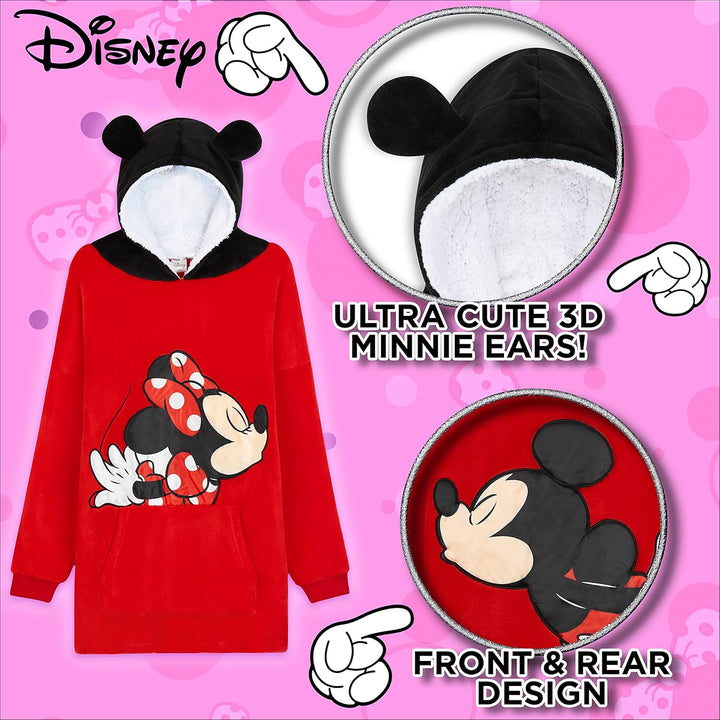 Disney Stitch Kapuzenpullover Mädchen, Übergrosse Hoodie Decke Kinder mit Sherpa-Kapuze und Kängurut