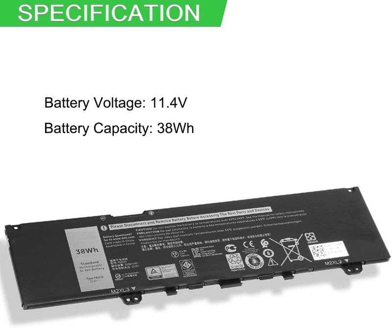 XITAIAN 11.4V 38Wh F62G0 CHA01 RPJC3 Ersatz Laptop Akku für Dell Vostro 5370 Series Inspiron 13 5370