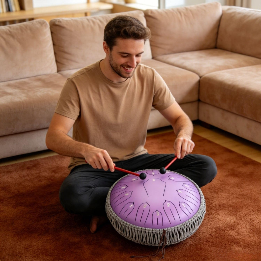 Musfunny Zungentrommel Handpan Steel Tongue Drum: 12 Zoll 15 Tone Stahlzungentrommel D-Dur Handpan I