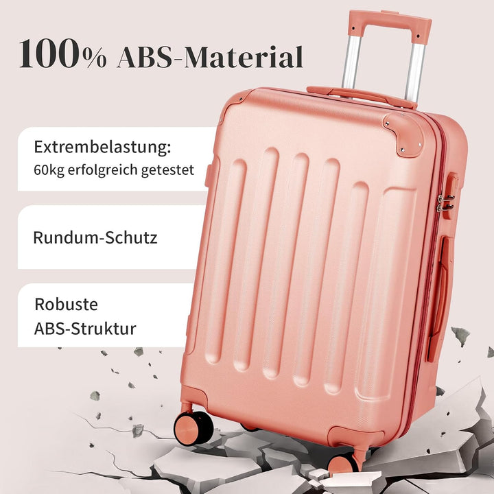 LEADZM Handgepäck Koffer mit Kosmetikkoffer, Koffer Set 2 teilig Hartschale mit verstärkten Ecken, K