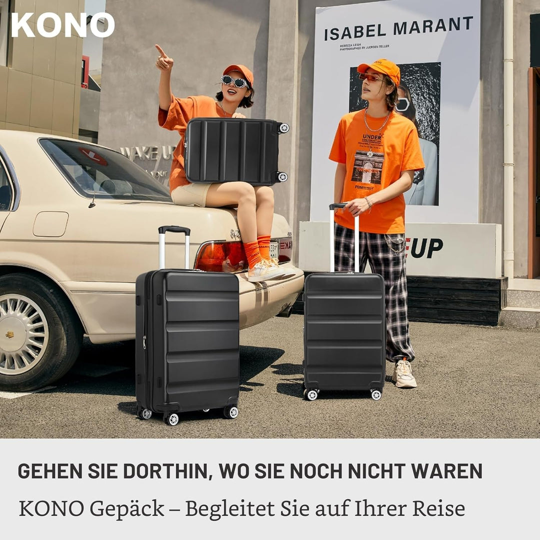 KONO Koffer Trolley Gross Erweiterbares Hartschalengepäck Leichte Koffer XL mit TSA-Schloss und 4 Do