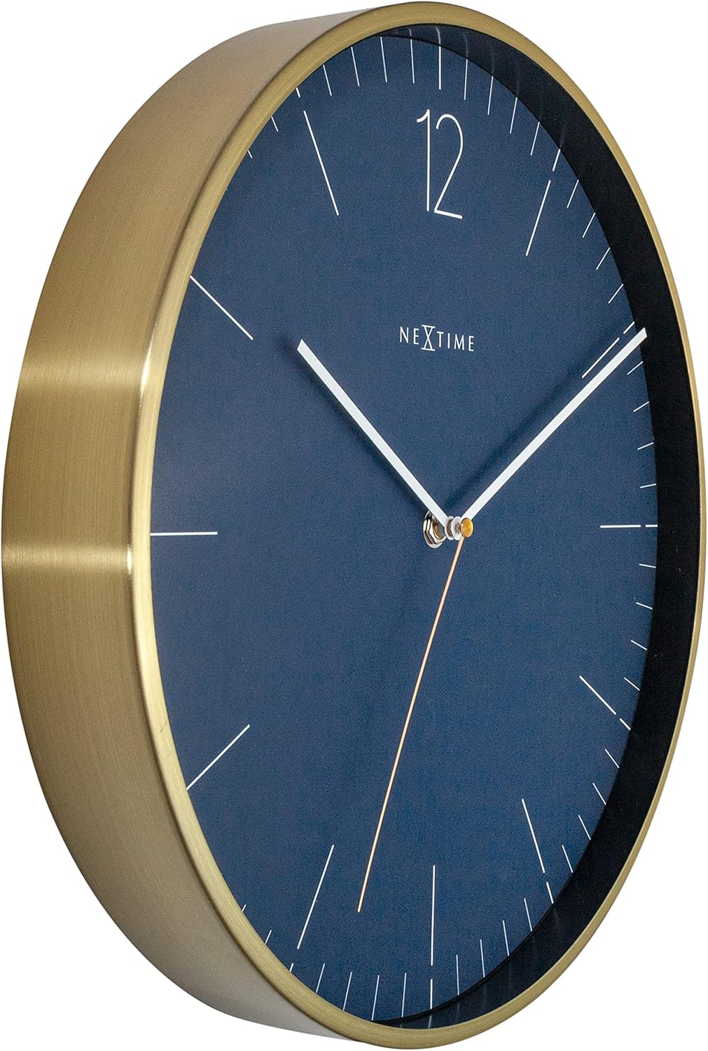 Nextime Wanduhr Essential Gold Dia. 34cm Aluminium Weiss Ø 34 cm Aluminium Weiss, Ø 34 cm Aluminium