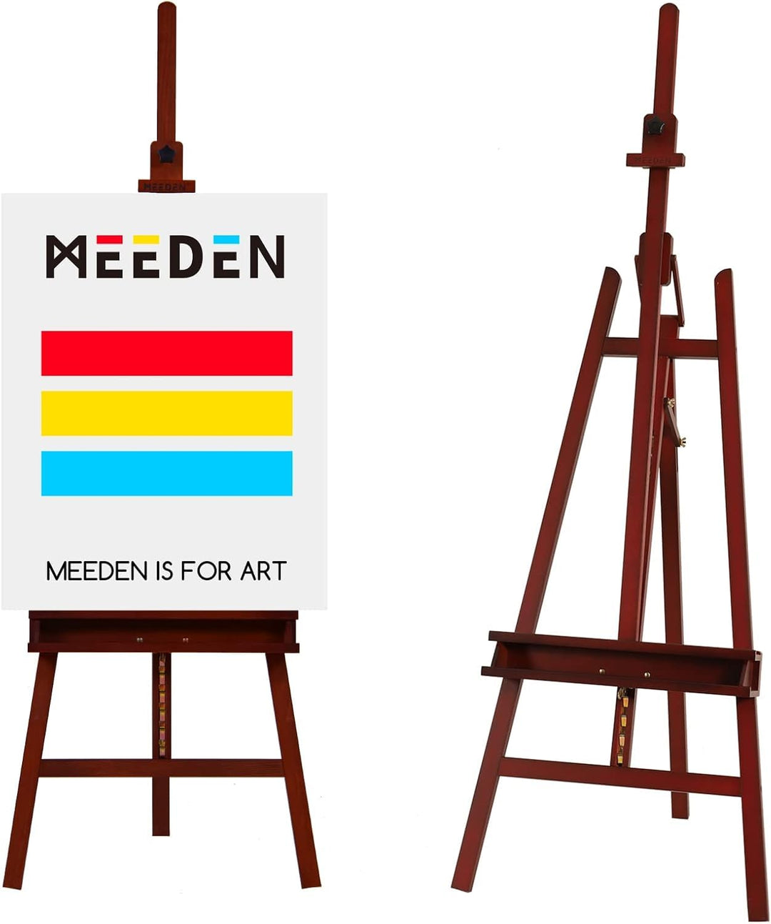 MEEDEN Staffelei Holz Gross 66x226 cm, Verstellbarer Leinwand Ständer aus Deutsche Buchenholz, Klapp
