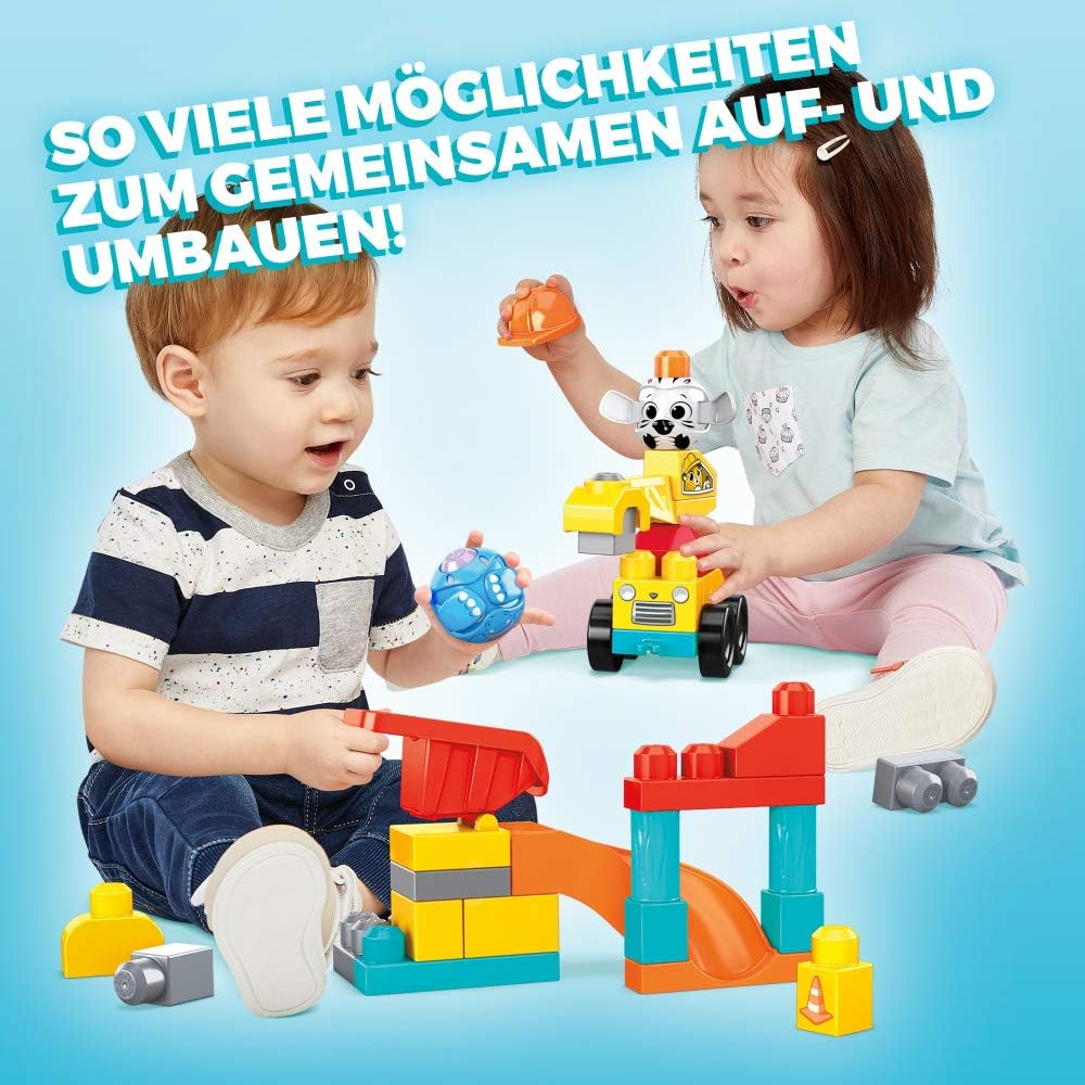 MEGA Bloks GRV37 - Guck-Guck Baustelle Bauset, Spielzeug ab 1 Jahr Baustelle (30 Teile), Baustelle (