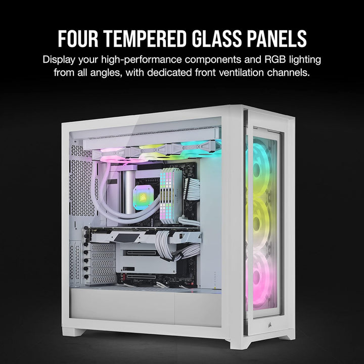 Corsair iCUE 5000X RGB QL-Edition Miditower Gehäuse (Vier CORSAIR QL120 RGB-Lüfter, CORSAIR iCUE Lig