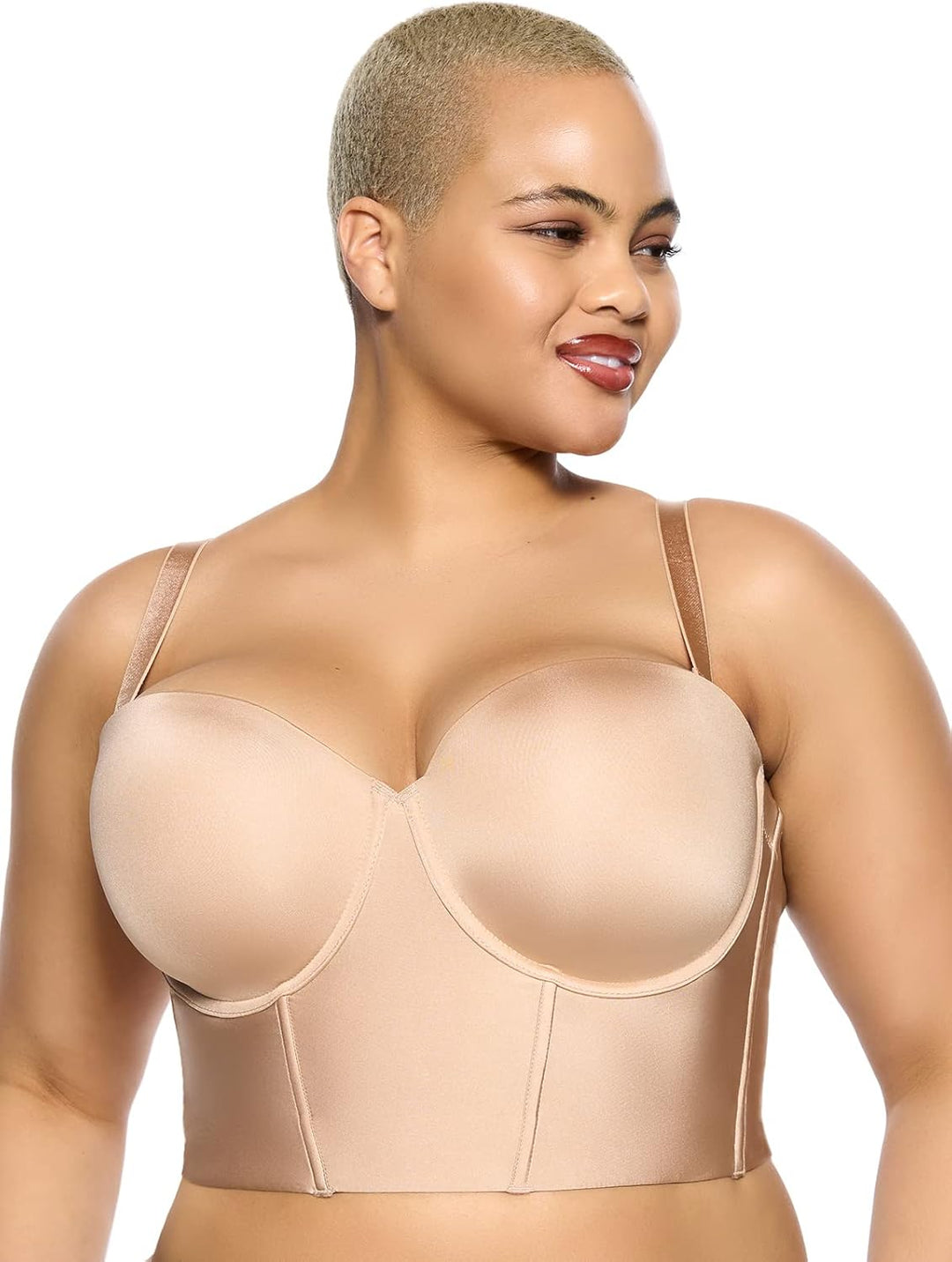 Felina Body Veil Longline Trägerloser Nahtloser BH - Plus Size Trägerloser BH mit breitem Rücken - T