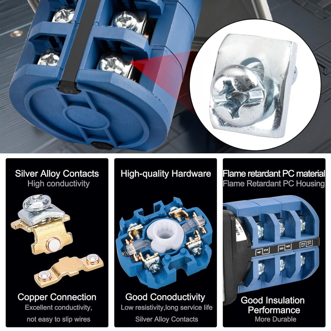 Heschen Universal Drehnockenwahlschalter, SZW26-63/D303.3D, 660V 63A, ON-OFF-ON 3 Positionen, 3 Phas