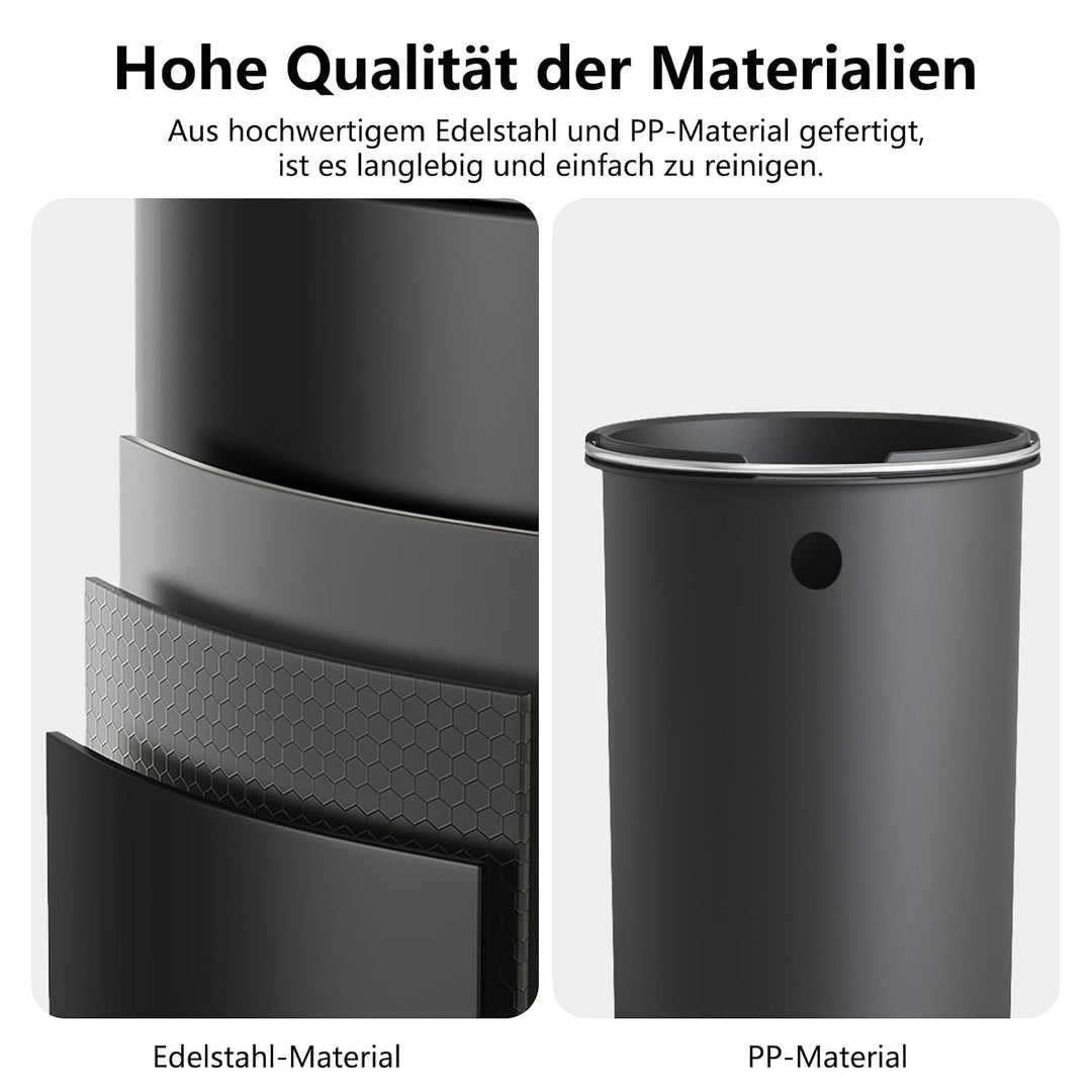 mVm Mülleimer Bad 3L, Mülleimer mit Deckel, Schwarz | Soft-Close, Herausnehmbarem Inneneimer, Finger